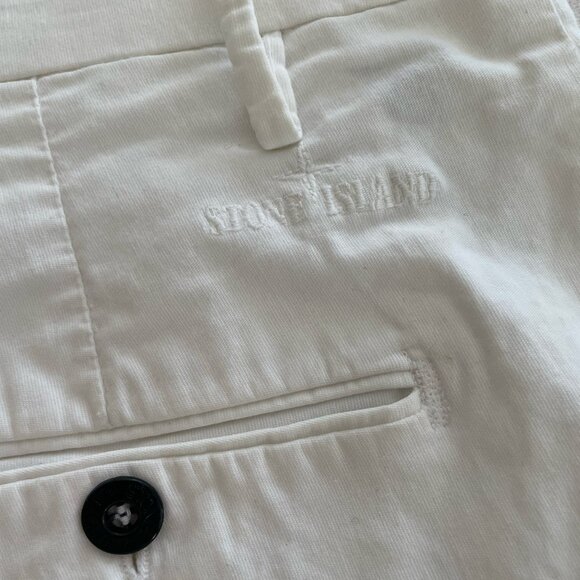 Stone Island mens white pants authentic size 34 cotton stretch cp - Picture 3 of 7